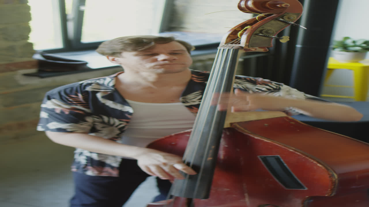 Instrumentalist Playing Double Bass