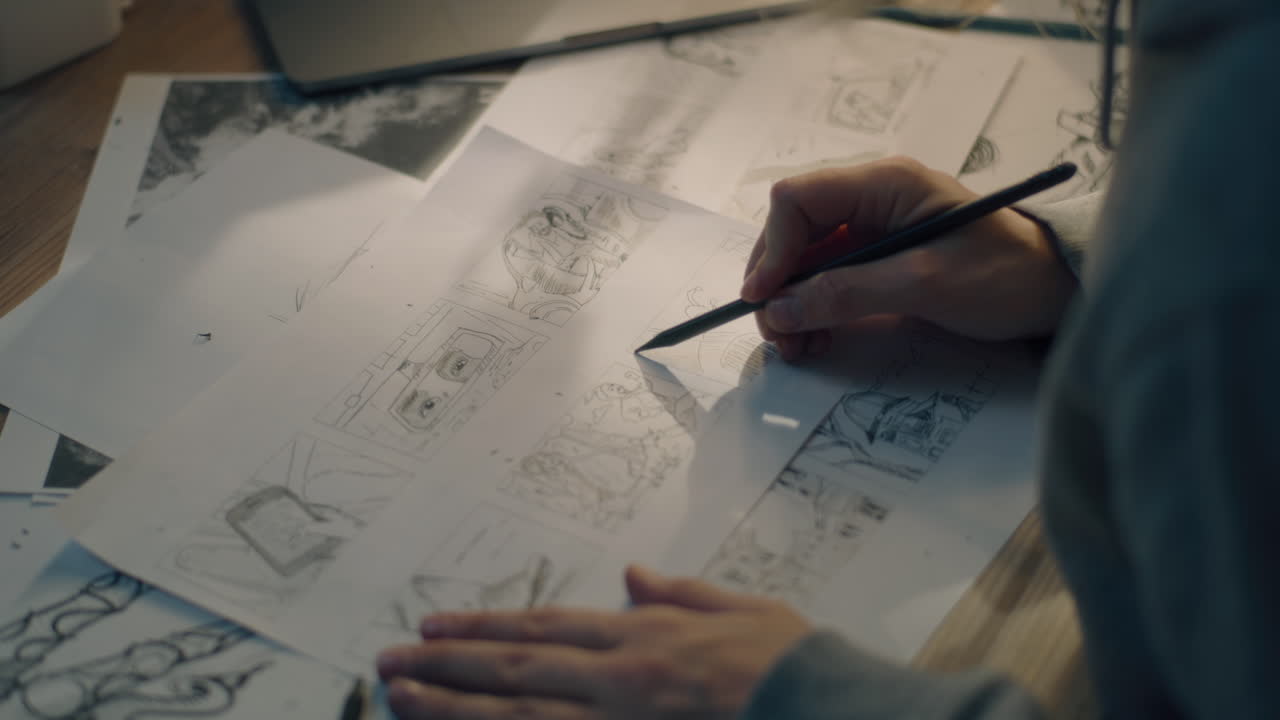 artista de storyboard en el trabajo