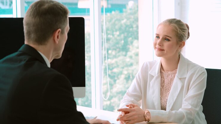 Job seeker in job interview meeting with manager