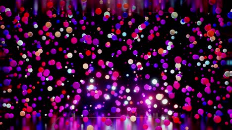 abstract composition of colorful balls in air, which randomly light up and reflect in each other. multicolored spheres in air as simple geometric dark background with light effects.