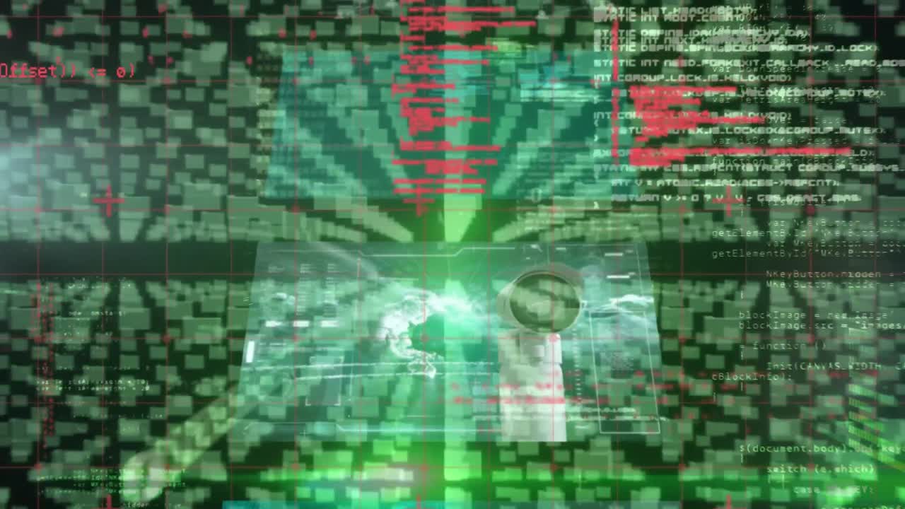 어두운 배경 위에 과학 데이터 처리의 애니메이션