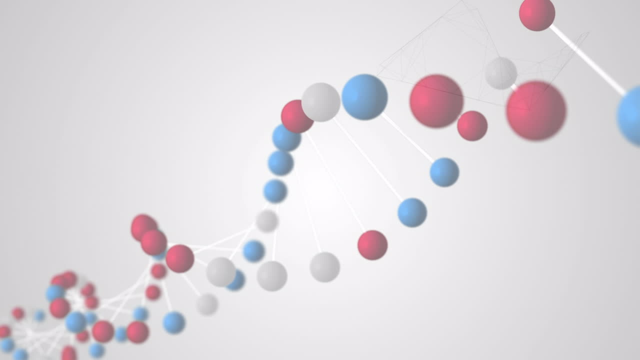 ⁇ 색 배경에 회전하는 3d 모델 dna 가닥의 애니메이션
