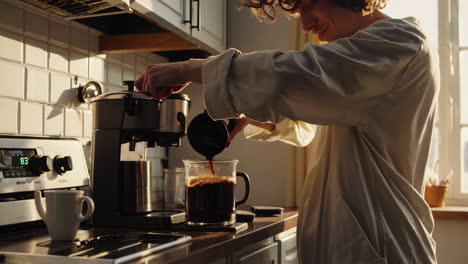 man preparing coffee in the kitchen