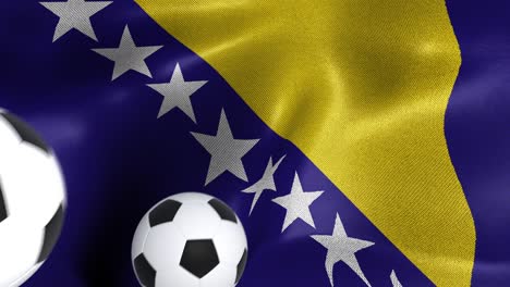 bandera de bosnia y herzegovina con pelotas de fútbol