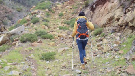 Rear-view-of-an-active-female-hiker