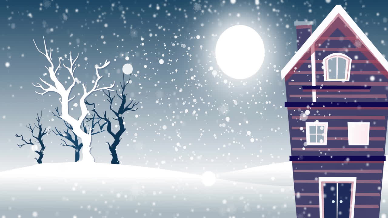 크리스마스 겨울 풍경 위에 내리는 눈의 애니메이션