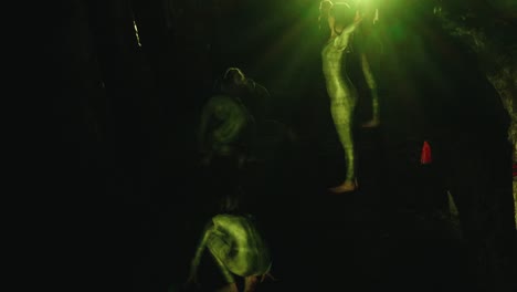 enigmatic nighttime dance performance in a forest