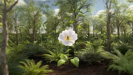 a series of close-up images depicting the growth and blooming of a single flower in fertile soil