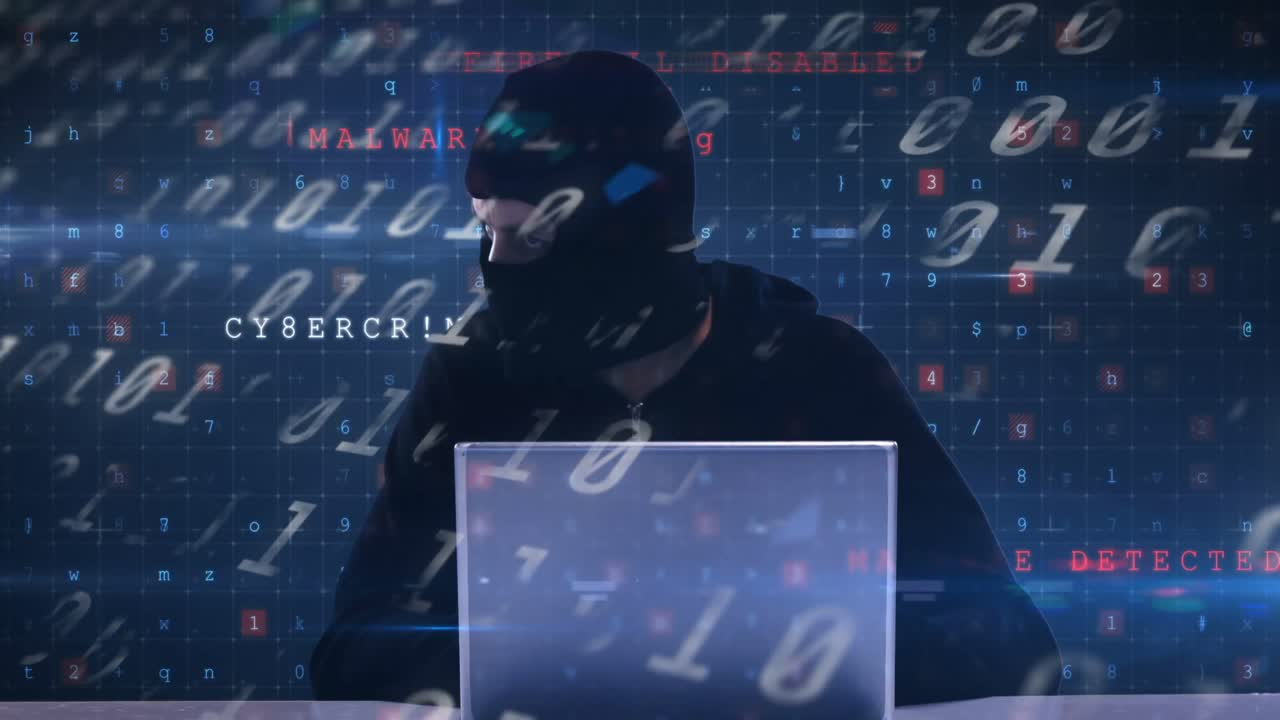 animación del procesamiento de datos científicos sobre un hombre caucásico usando una computadora portátil