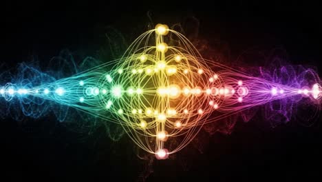 visually stunning representation of quantum waves and particles: a colorful spectrum of energy manifestations in vibrant patterns