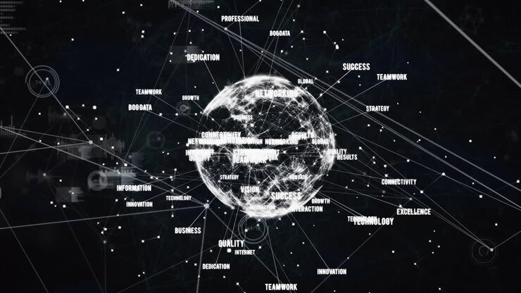 Animation of network of connections with globe
