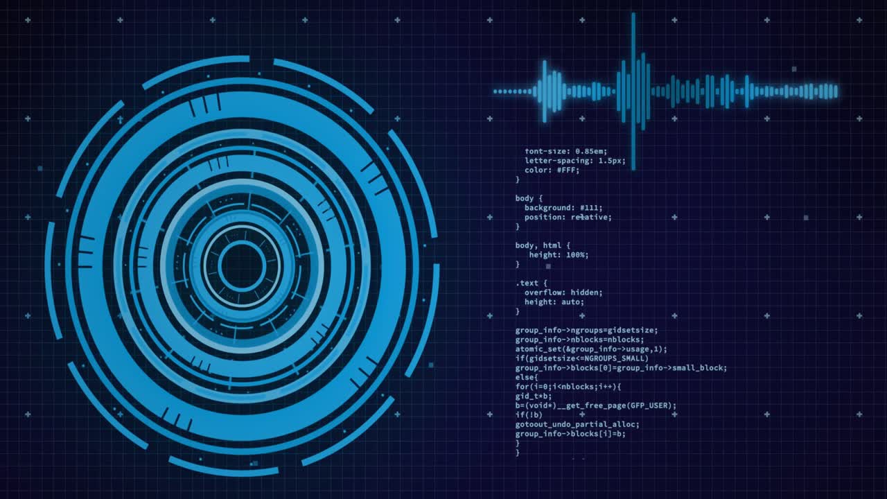 animación de escaneo de alcance sobre personas digitales y codificación binaria