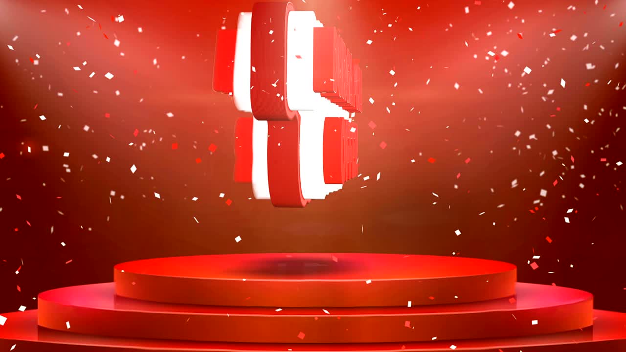 Durga Puja Offer Text Animation Stage Podium Confetti Loop Animation