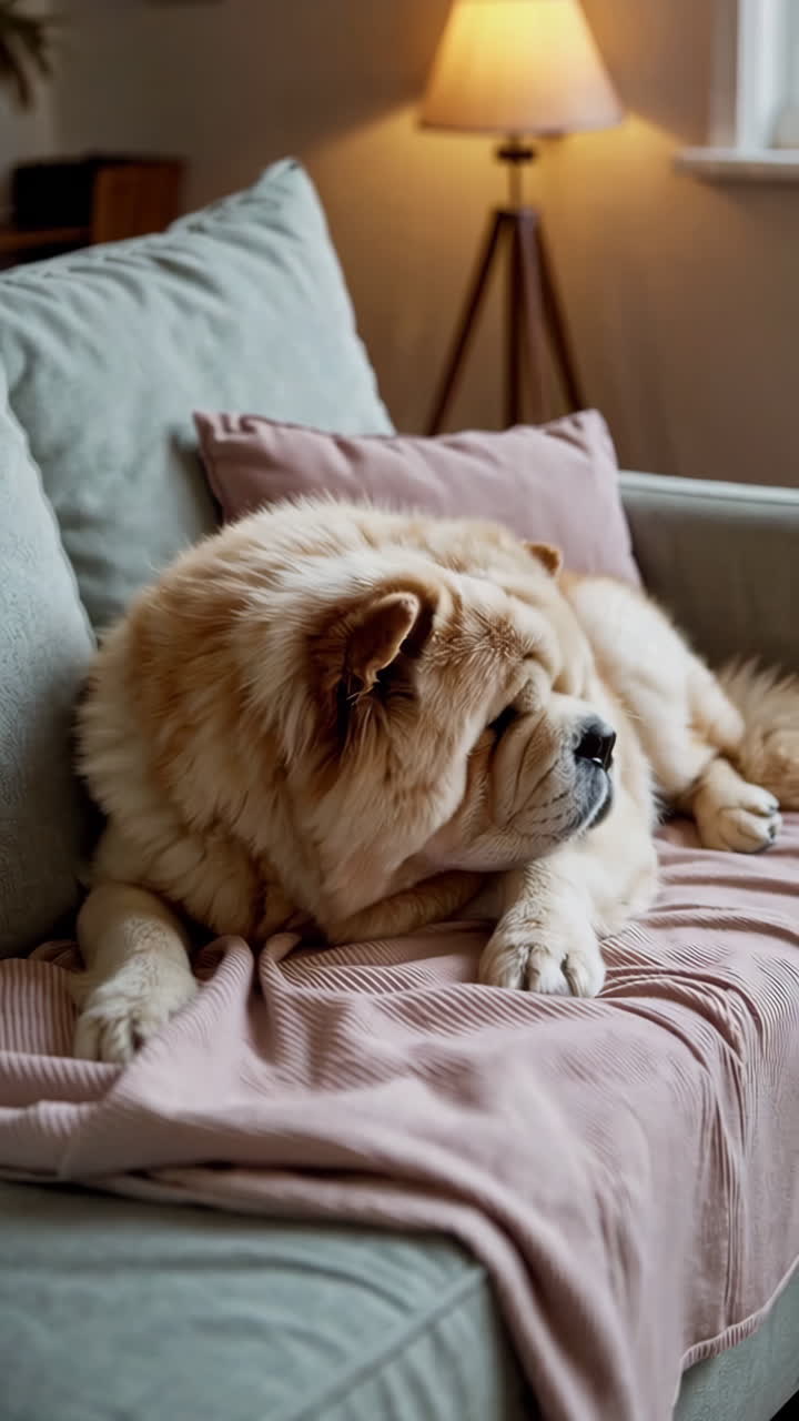 Chow Chow Relaxing on a Sofa