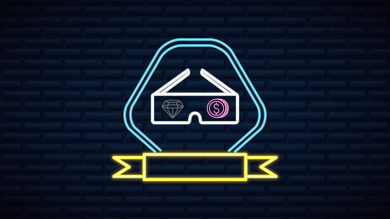 pared con gafas 3d de luz de neón