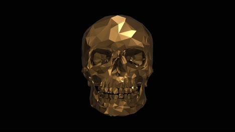 the golden low poly skull with alpha channel