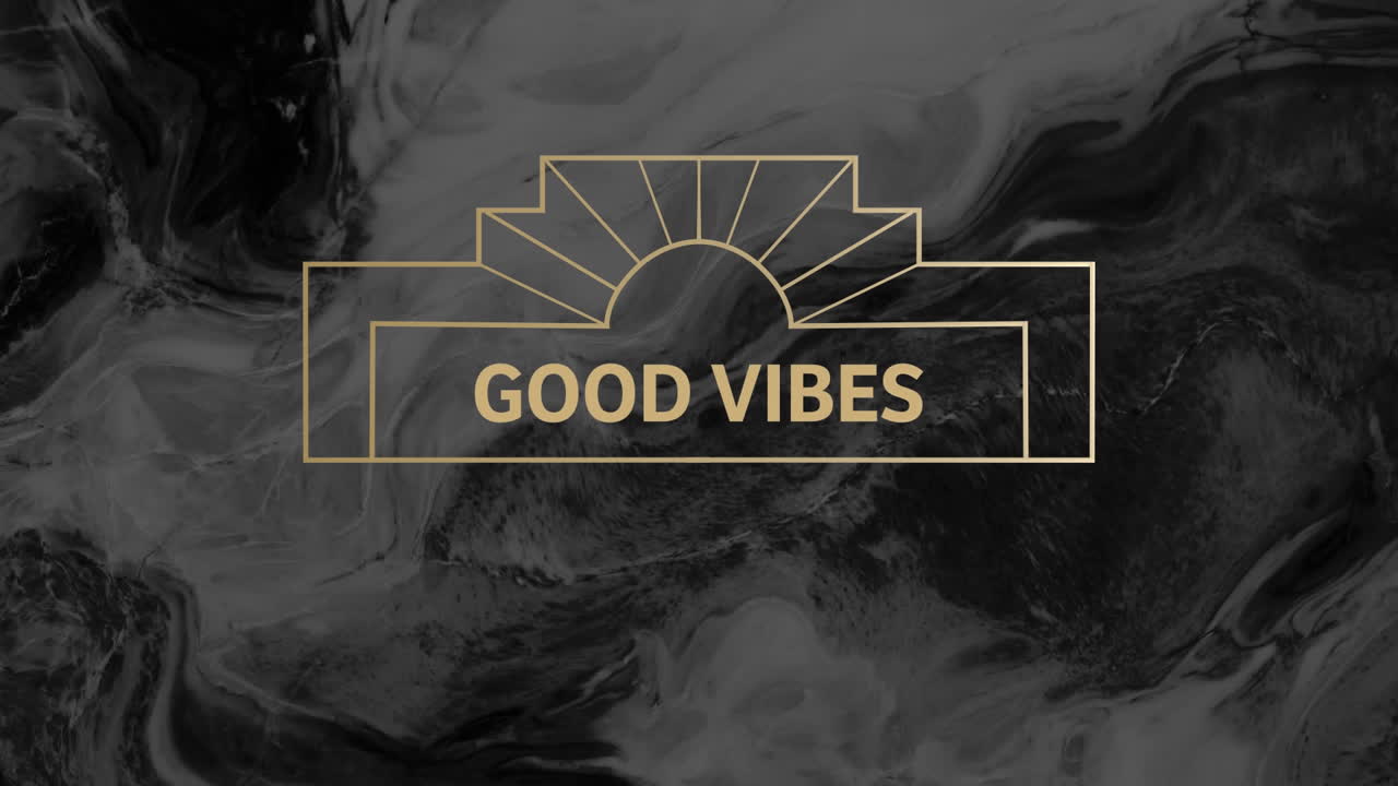 Animazione della scritta good vibes su liquido su sfondo nero