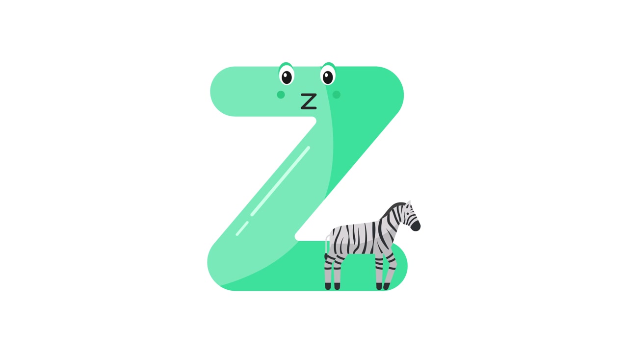 Simpatica lettera Z e zebra animate per l'apprendimento dell'alfabeto