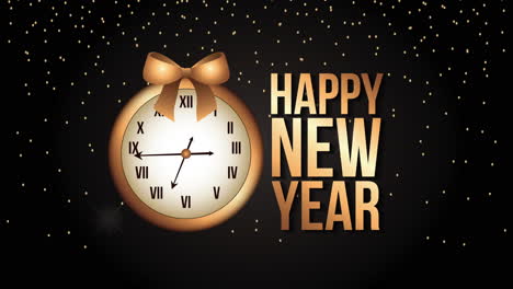 happy new year animation with golden watch