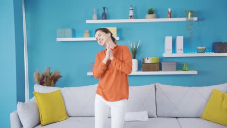 cheerful young woman rejoicing and happy at good news.