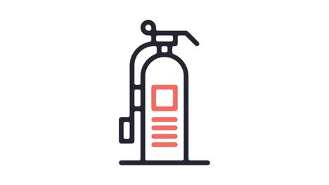 fire extinguisher line icon animation with alpha