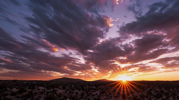 Il tramonto sul paesaggio del deserto