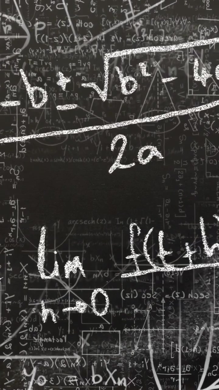 Vertical video: Camera moving down and zooming in revealing board quad formula and limit, education