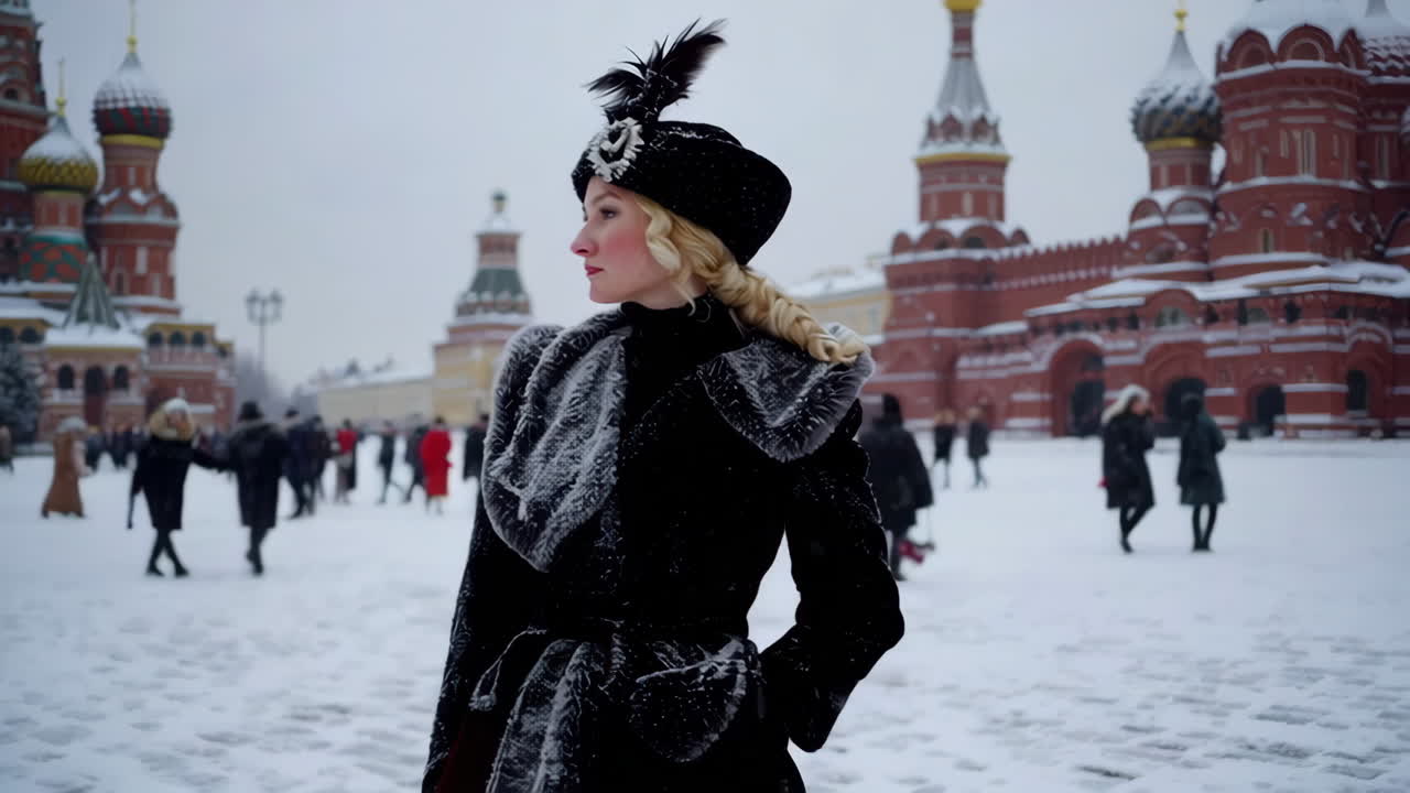 Vintage Lady in Moscow's Red Square