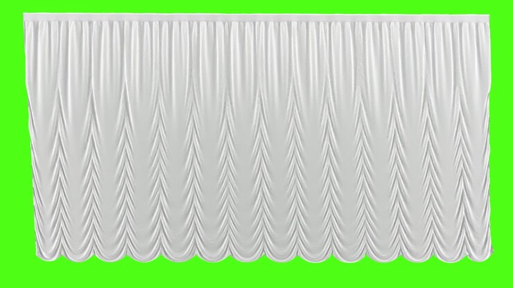 White theater curtain in theater on green background