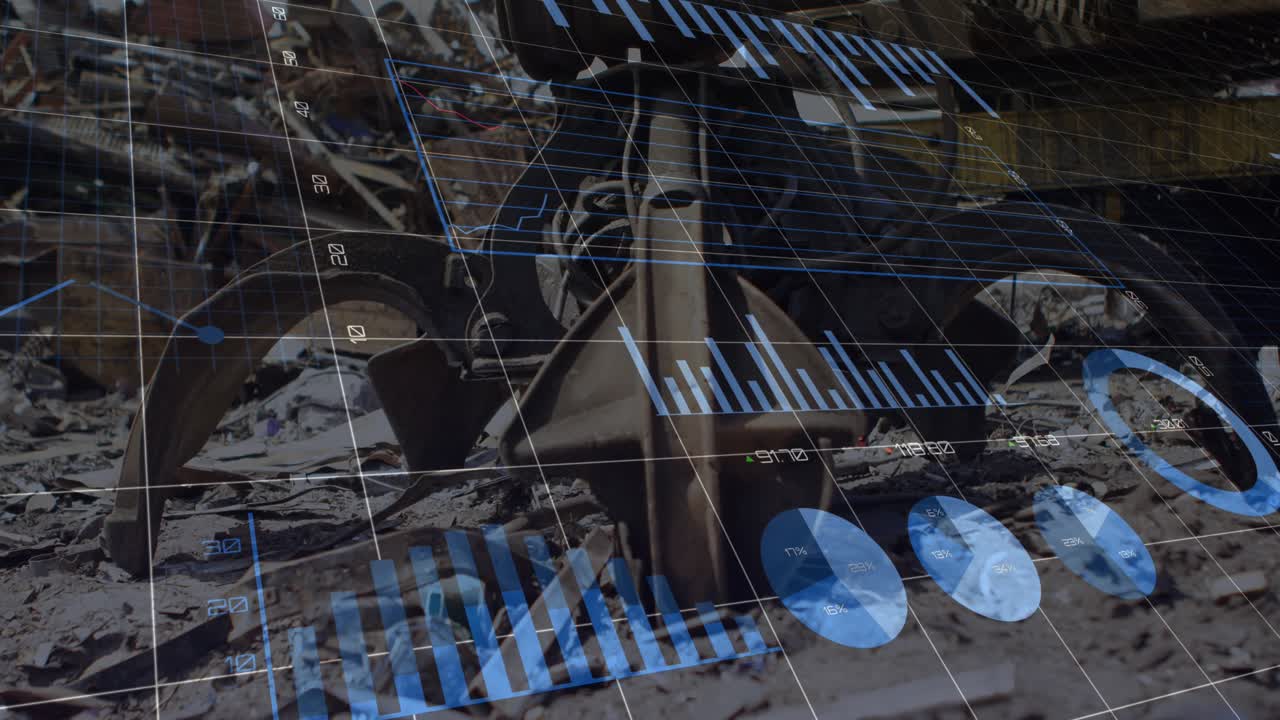 Animation of data processing over rubbish dump