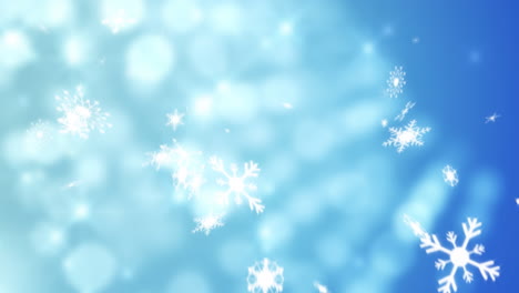 snow falling on blue background