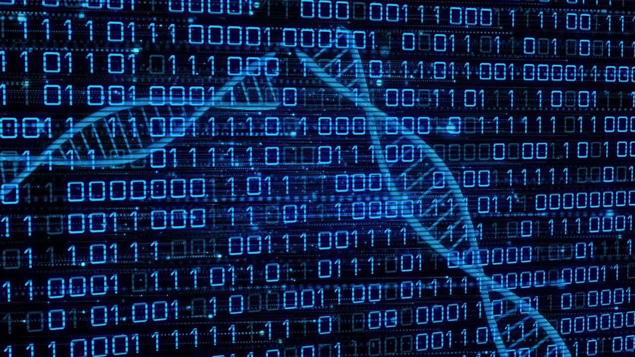 Animation of dna strands over data processing