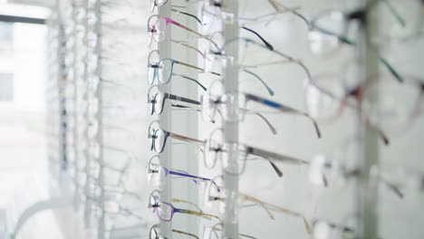 fashionable corrective eye glasses on a shelf