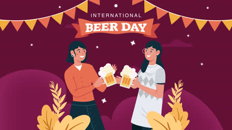 motion graphic of flat international beer day illustration