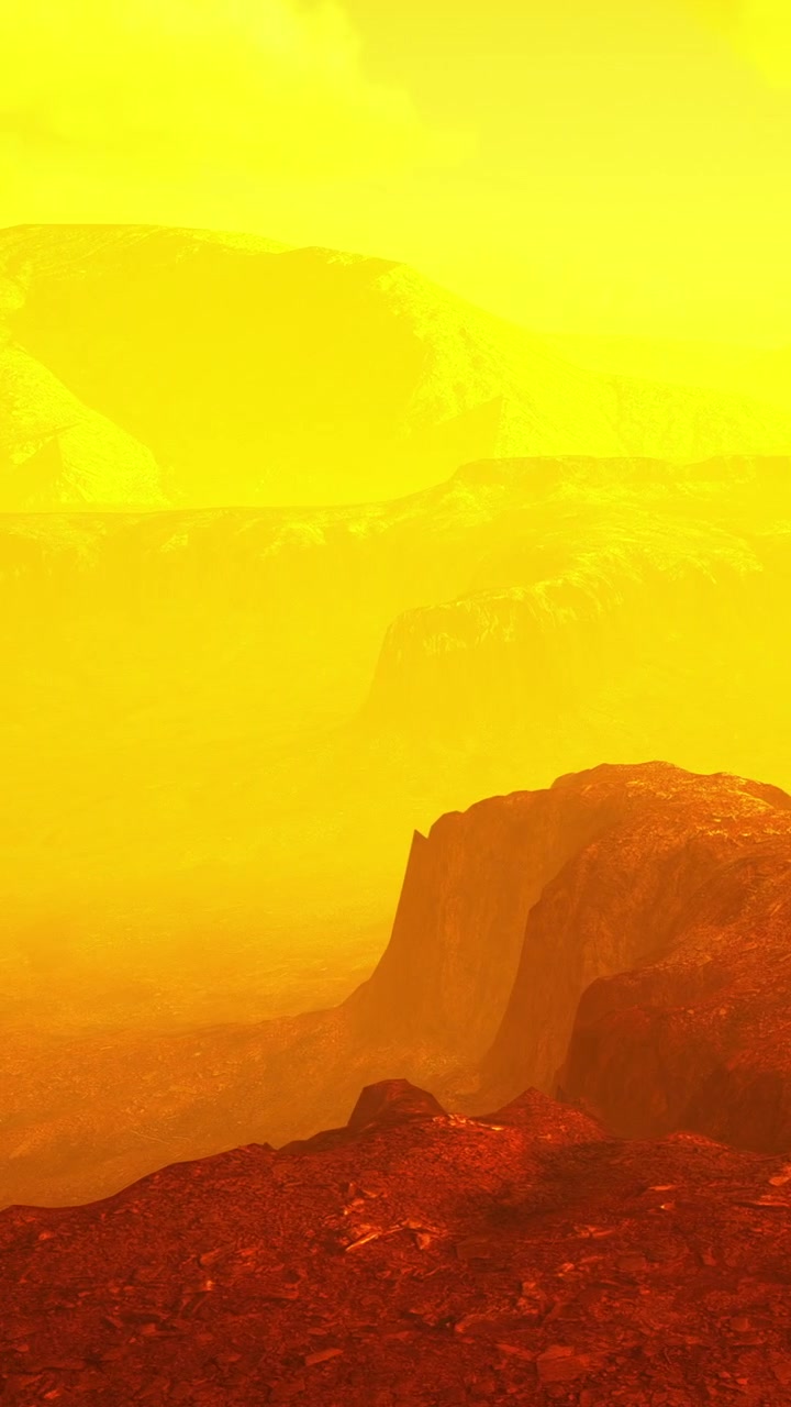 Explore the surface of a distant planet with bright colors and rocky terrain