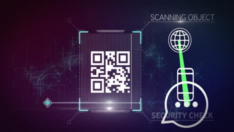 scanning object and security check animation over qr code and smartphone