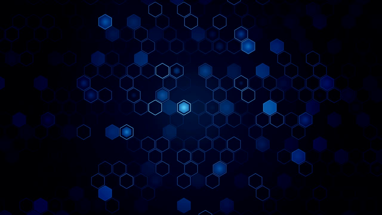 Animação de loop geométrico hexagonal. Fundo futurista. Colmeia. Elemento digital hexagonal. Design poligonal tecnológico.