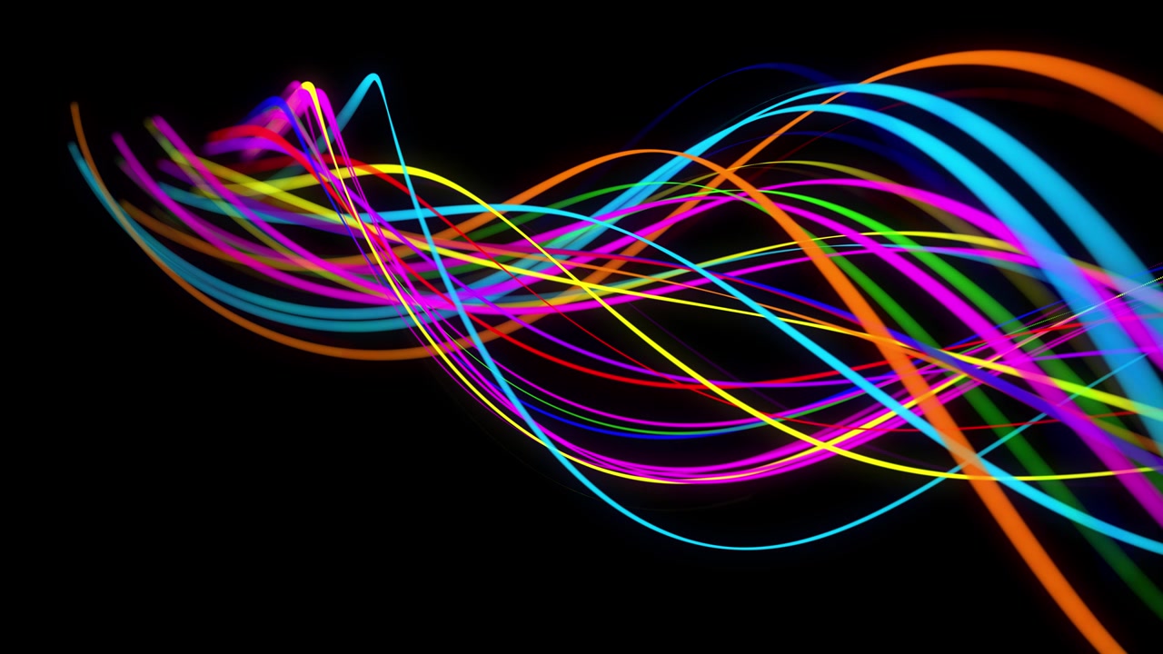 stylish creative abstract background in 4k. colored lines swirling in spiral fly along swirling path. Motion design bg of particles shaping lines, helix and abstract structures. 3d render