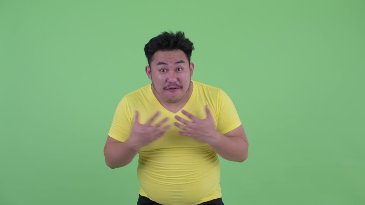 젊은, 잘생긴, 과체중인 아시아 남성