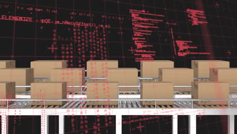 procesamiento de datos a través de la red de red contra múltiples cajas de entrega en la cinta transportadora