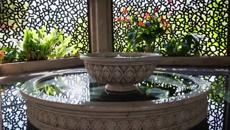 ornamental basin in a garden setting
