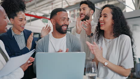 applause of happy business people for digital