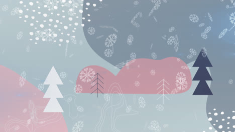 animation of snow falling over winter landscape