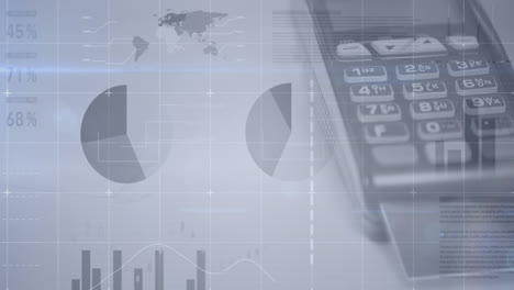 animation of financial data processing over payment terminal