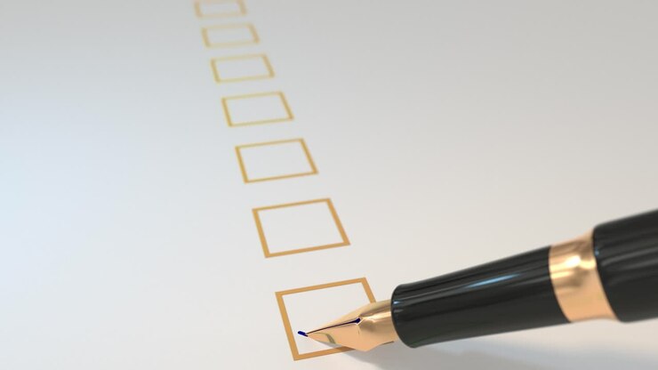 Pen ticking boxes fountain survey vote exam tick ticker loop 4K