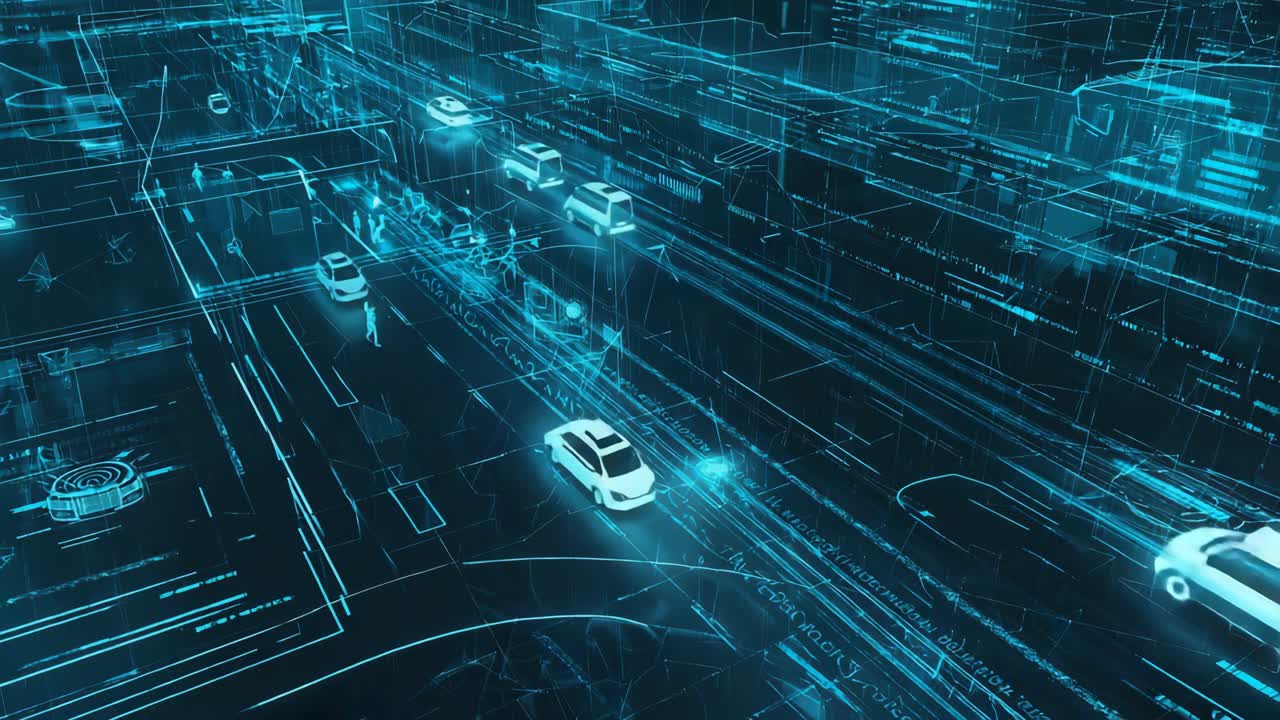 Futuristic Smart City with Autonomous Cars on Digital Roads