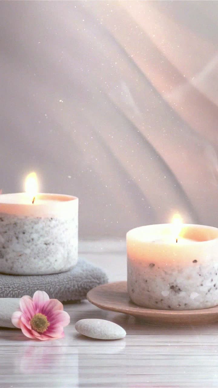 Rahatlama ve Zindelik için Yanan Mumlar ve Spa Unsurları