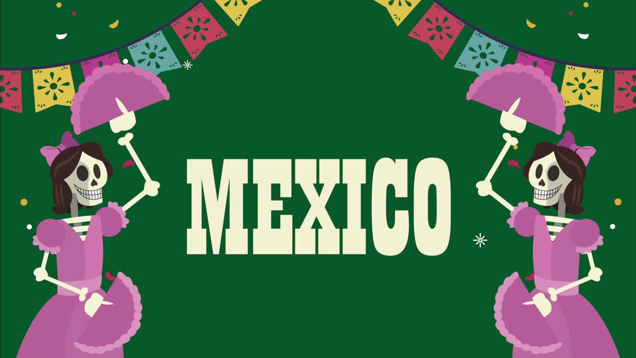 letras de la cultura mexicana con esqueletos femeninos