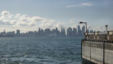 Vancouver-Coastal-Seascape-At-Sunset-In-Canada---Slow-Motion