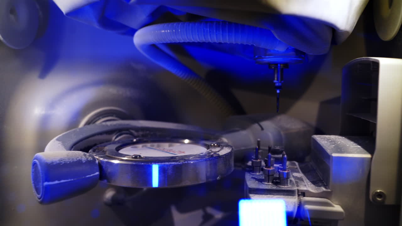 Progressive dentist tool. Close up view of dental milling machine